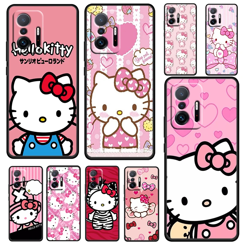 

Hello Kitty Pink Cartoon For Xiaomi 11 11T 10T Note 10 Mi 9T Ultra Pro Lite Soft Silicone Black Phone Case Funda Coque Capa