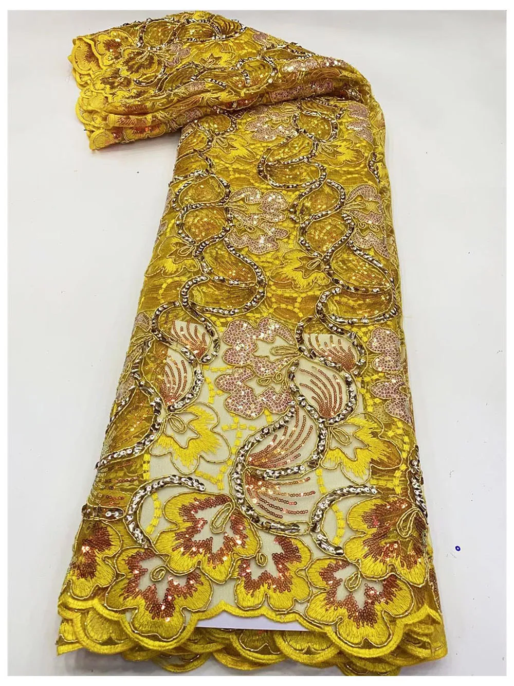 

Uliflace Skin Friendly Sequence French Tulle Lace 5 Yards African Cording Embroidery 2022 Mesh Healthy Garment Fabric F3571