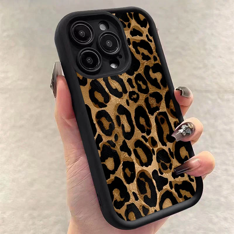 Фото Black Leopard Print Retro Phone Case For OPPO Reno 2 3 4 5 6 7 7Z 8 8T 10 11 11F 12 12F Pro Plus 4G 5G Soft TPU Back Cover №2