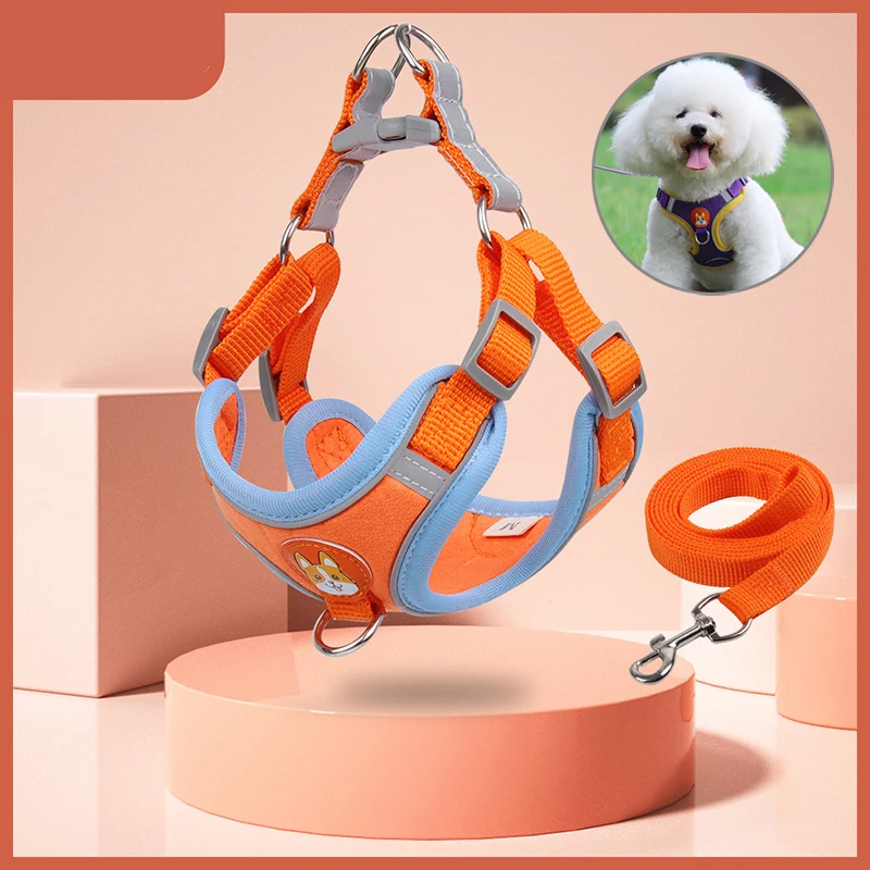 

Светоотражающий регулируемый поводок для собак и кошек, жилет для прогулок и бега на открытом воздухе, для маленьких и средних питомцев