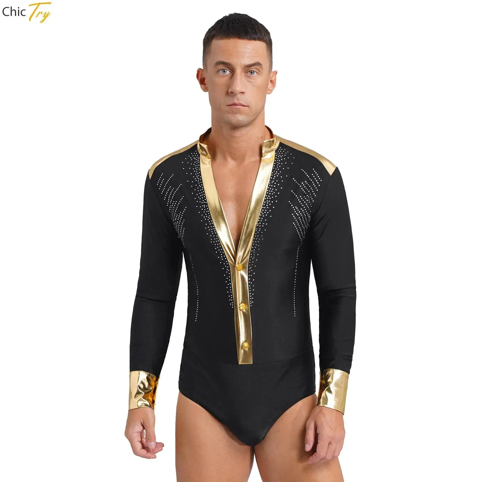 Мужское трико с V-образным вырезом для латиноамериканских джазовых танцев