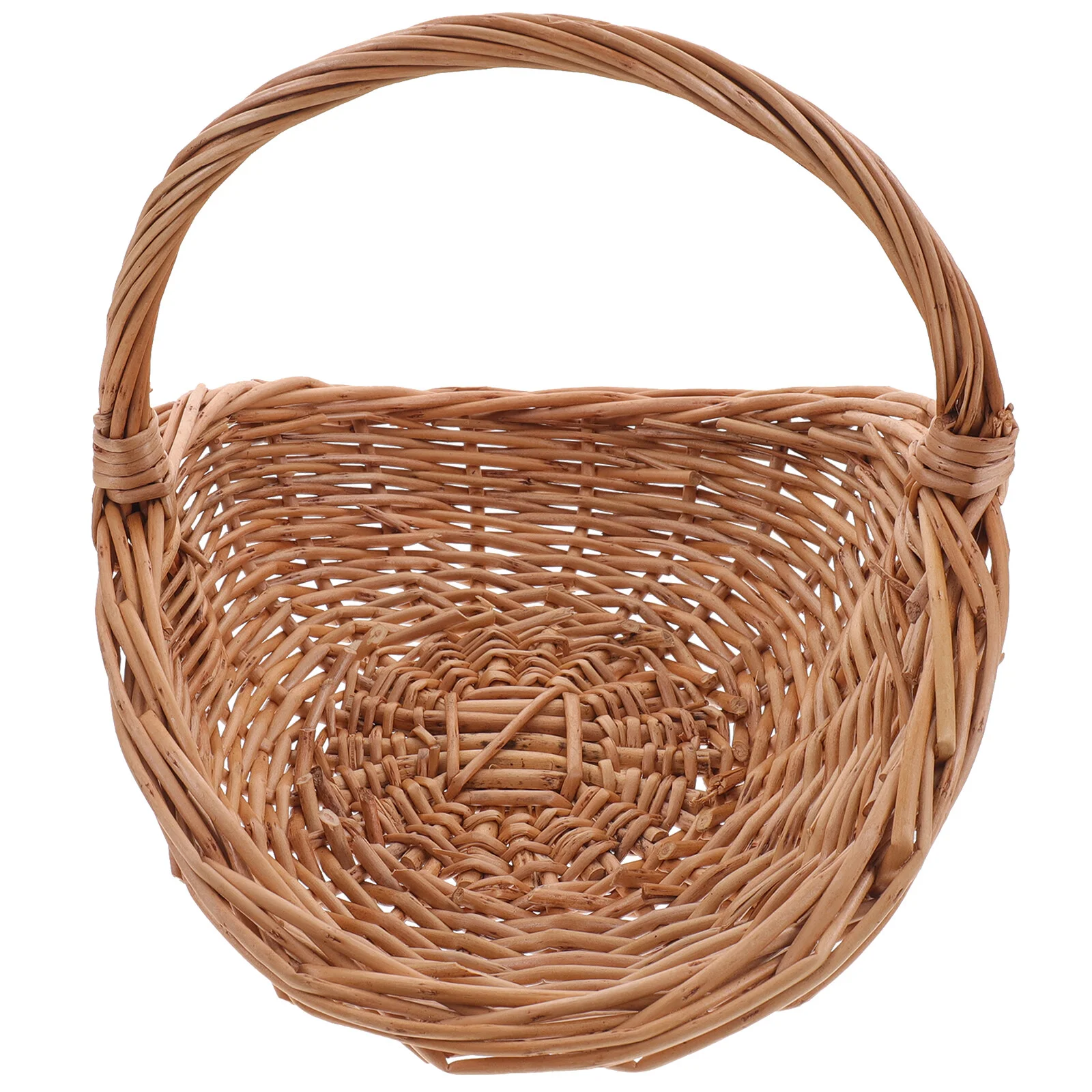 

Small Basket Woven Picnic Hand-made Plastic Fruit Container Rattan Portable Camping Wicker Bread Basket Storage