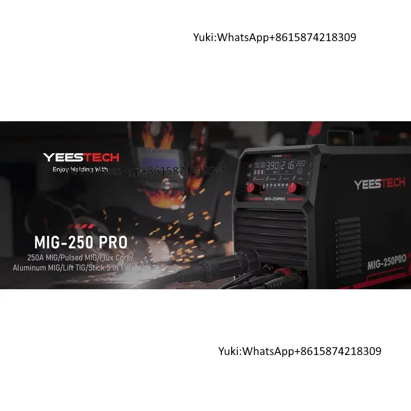 YEESTECH 250A 110220В Новый 6-в-1 Многофункциональный сварочный аппарат MIGИмпульсный MIGTIGARCСварка порошковой проволокойСварка катушечной проволокой, AC, с цифровым управлением (art.: 3920dcce95462) - 3920dcce95462