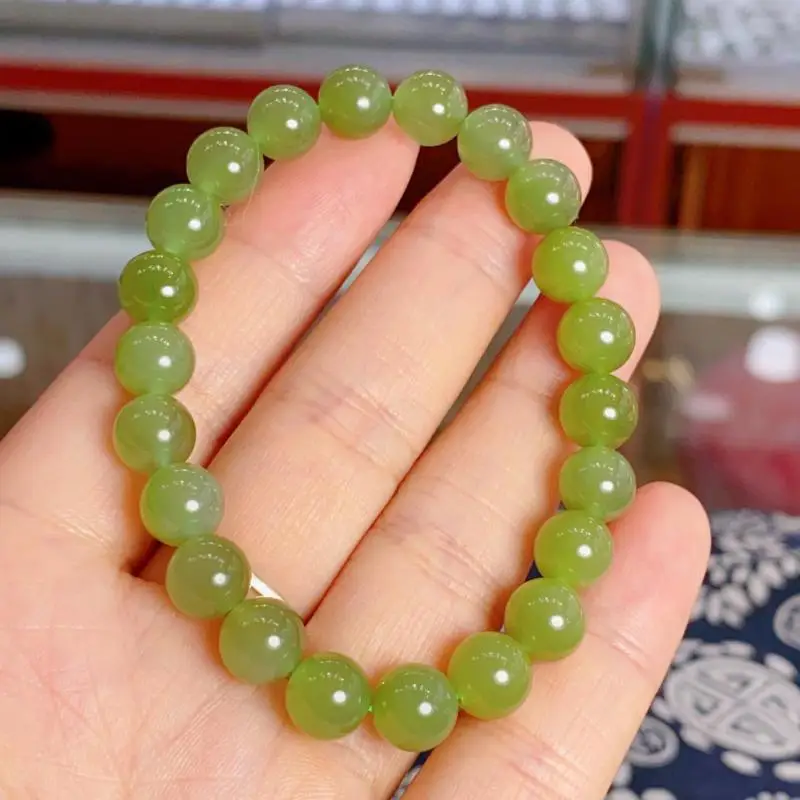 

8mm Lake Green Nephrite Jade Bracelet Women Healing Gemstone Fine Jewelry Genuine Grade A Hetian Jades Natural Stone Bracelets