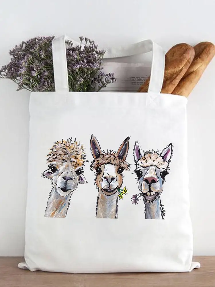 

Casual Women Funny Animal Face 90s Fashion Print Shopper Shopping Handbags Female Shoulder Girls Graphic Canvas Tote Bag