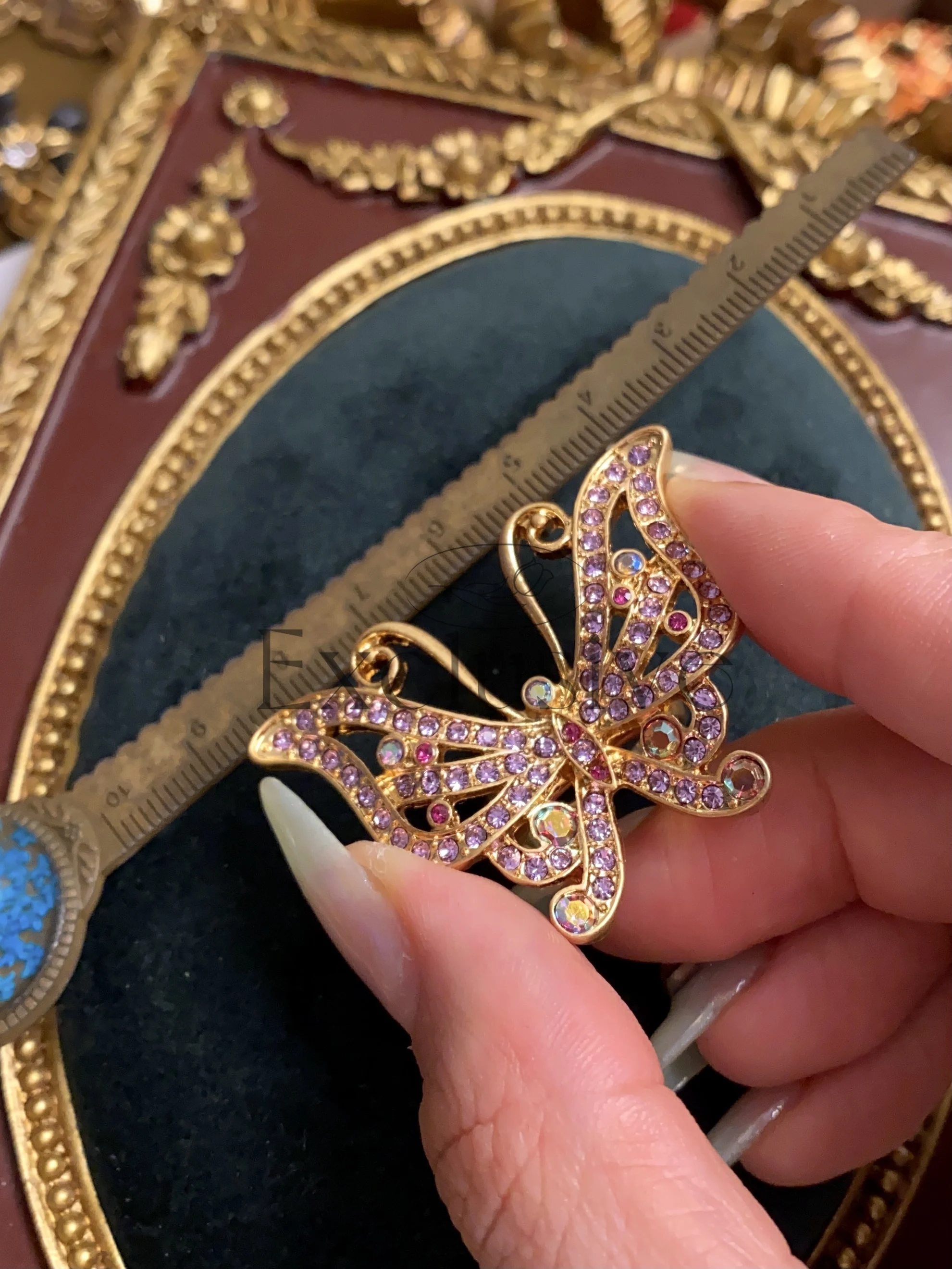 Легкое роскошное ретро-кольцо с серьгами бриллиантами. Средневековое элегантное