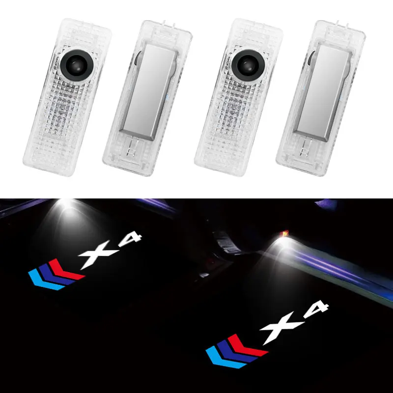 

2 Pieces Led Welcome Light HD Projector Lamp Warning Light For BMW X4 F26 G02 Models Logo Car Door Light Laser spot Light