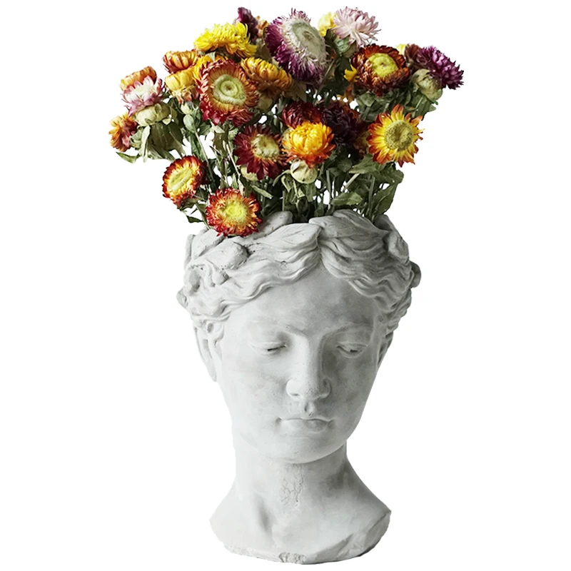 

Creative Portrait Cement Flower Pot Venus Goddess Statue Flower Arrangement Vintage Art Vase Home Decoration