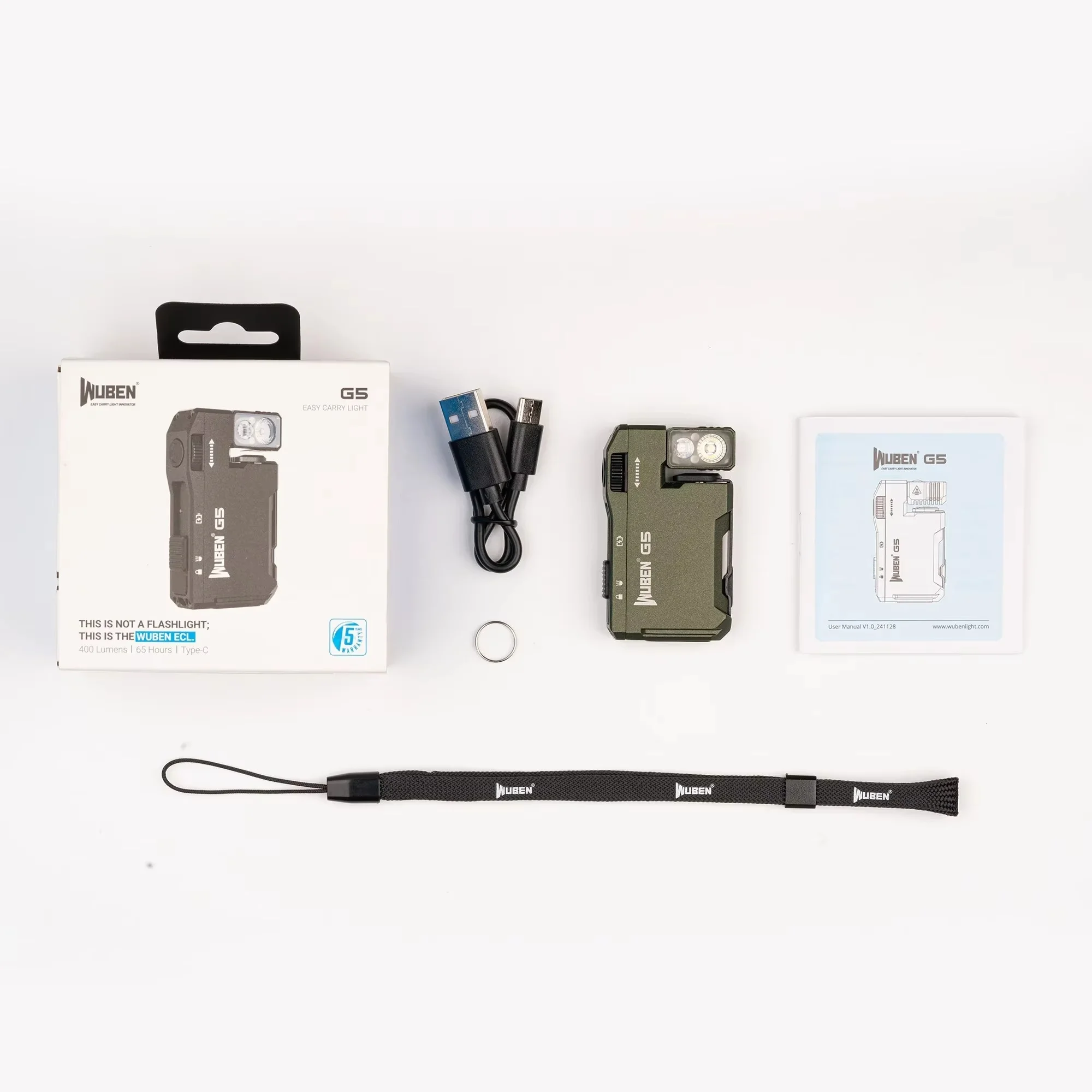 Перезаряжаемый карманный фонарик Wuben G5 EDC с двумя источниками света, мини-фонарик 400 люмен с RGB-подсветкой, портативный фонарик (art.: 3920dc8d1faba) - 3920dc8d1faba