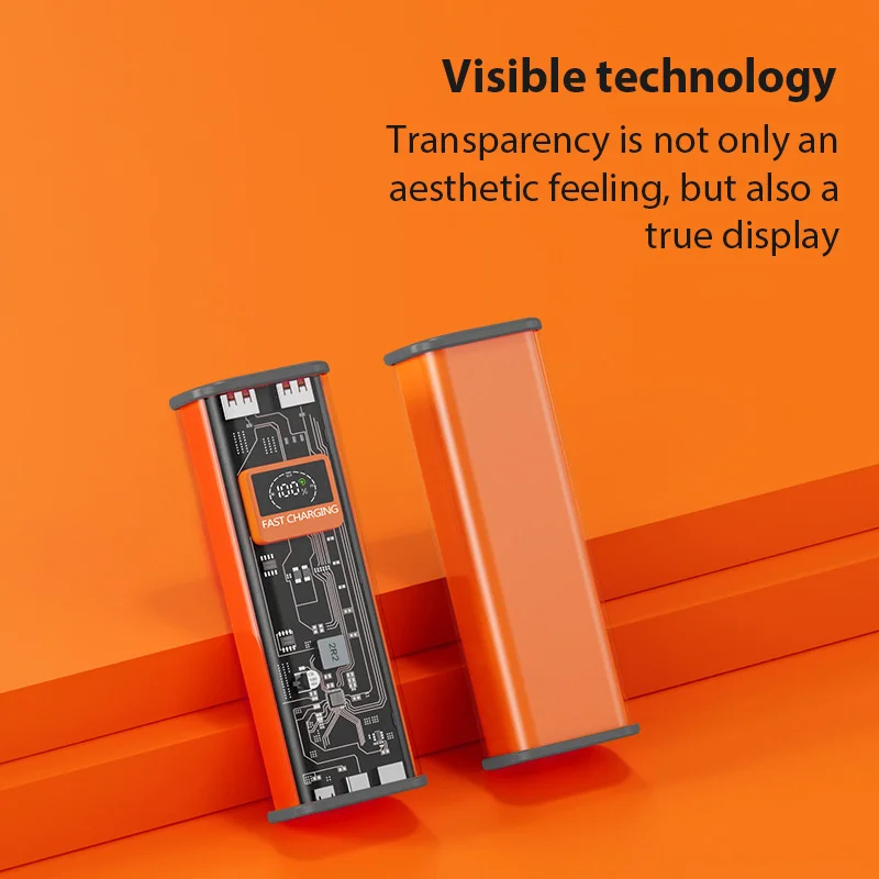 Xilecaly Power Bank Transparent Portable Charger Powerbank 16000mAH TYPE C 22.5W Fast Charging Total output 100W Universal Power