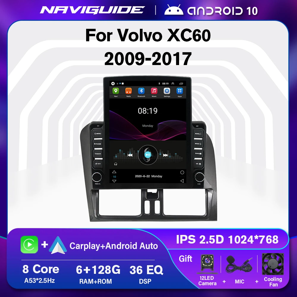 

NAVIGUIDE Car Radio For Volvo XC60 2009-2017 Tesla Screen Multimedia GPS Navigation Player Android 10 Stereo Receiver Autoaudio