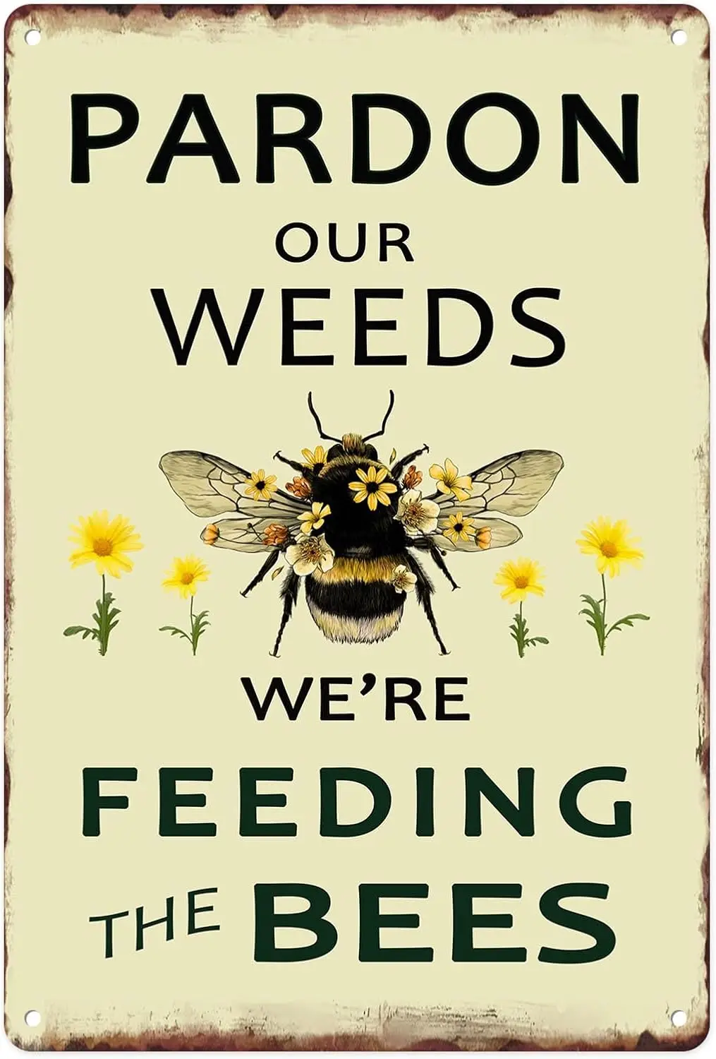 Snwrm Metl Sgn 8X12 nch Продон Our Weeds We re Feedng the Bees Sve Bumble Bee Vntge Tn Wll rt Декор для дома Lvng Room