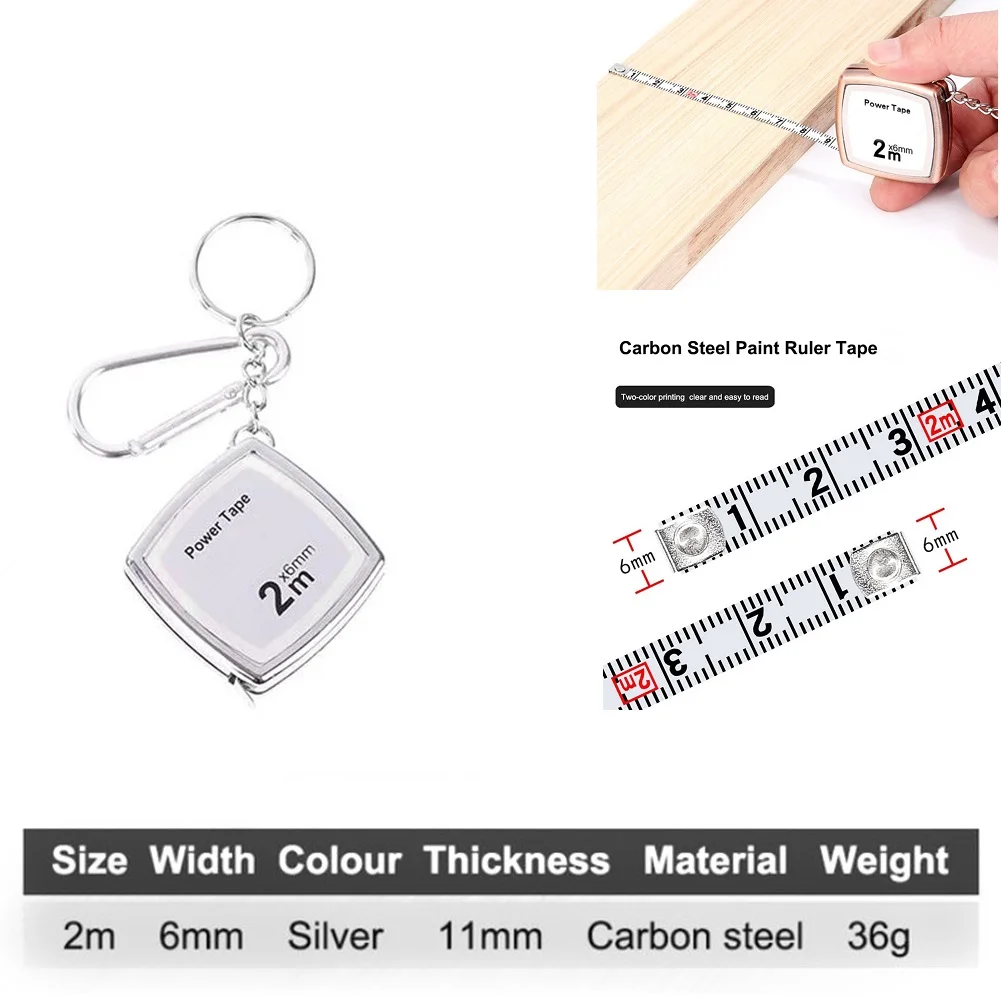 

2M Retractable Ruler Measure Tape Keychain Construction Tools Roulette Measuring Instruments Pocket Centimeter Woodworking