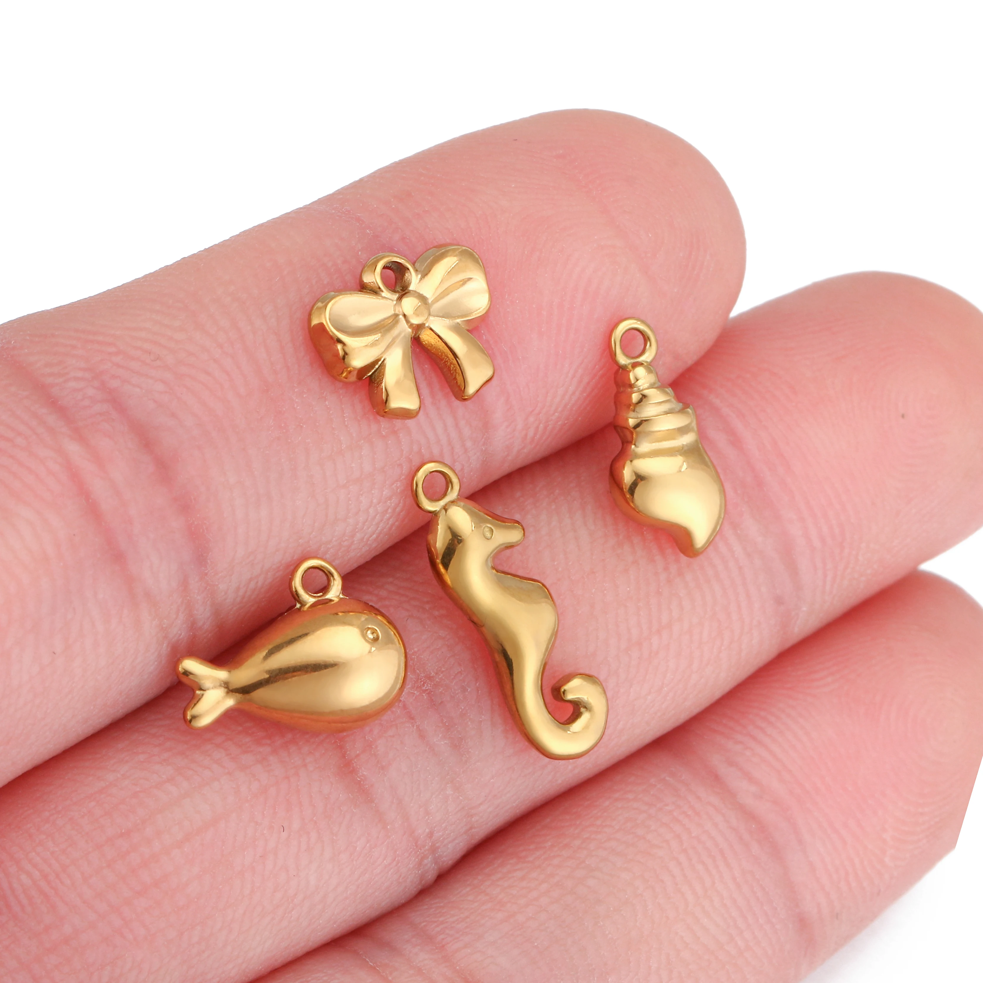 Фото 3Pcs Mini Footprint / Peach Heart / бабочка / морская оболочка PVD золотые подвески DIY серьги для браслетов для изготовления ювелирных изделий №2