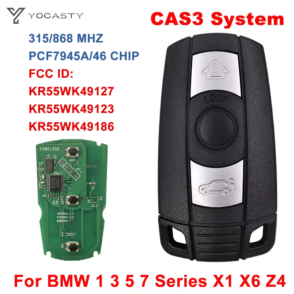 Умный дистанционный ключ yocпластика CAS3 KR55WK49127 PCF7945 чип 315 868 МГц для BMW 1 / 3 / 5 / 7 серии X1 X6 Z4 2006 - 2012 Умный дистанционный ключ yocпластика CAS3 KR55WK49127 PCF7945 чип 315 868 МГц для BMW 1 / 3 / 5 / 7 серии X1 X6 Z4 2006 - 2012