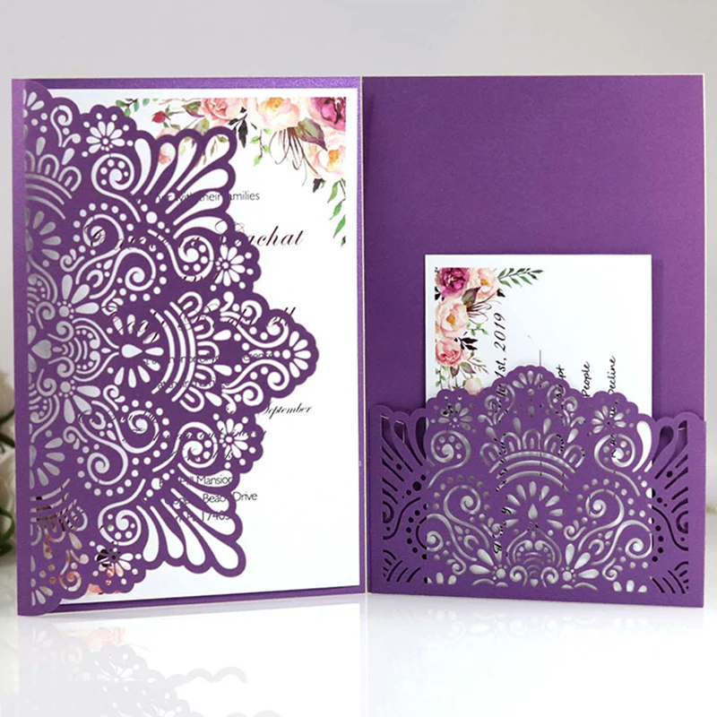 

25Pcs Invitations For Christening Wedding Invitation With Pearl Paper Material Laser Cut Greeting Card Birthday Party Supplies