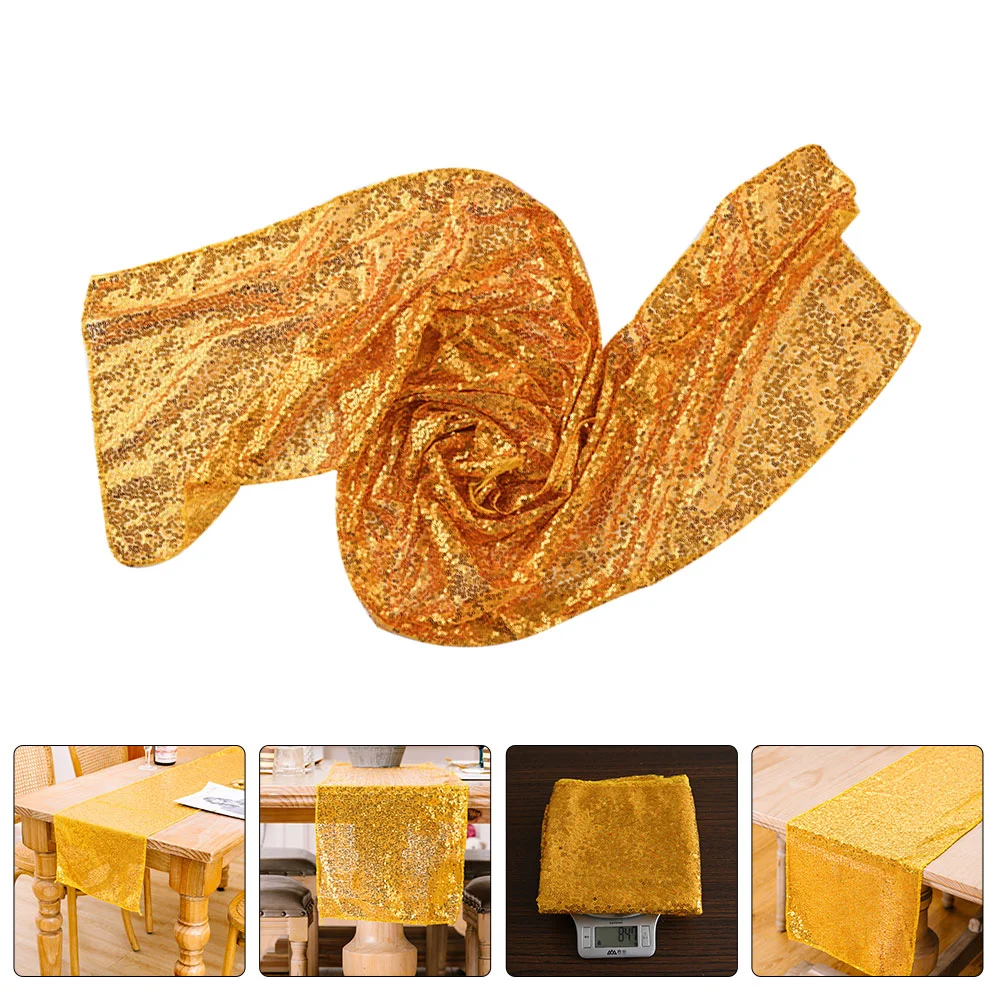 

Decorative Tablecloth Sequin Table Runner Wedding Party Decoration (Golden)