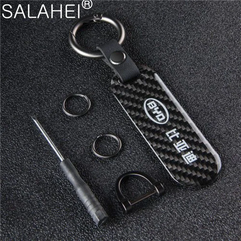 

Carbon Fiber Car Logo Keychain Chain Key Rings For BYD Tang EV600 Han EV Yuan PLUS ATTO 3 Song PLUS Pro MAX DMI MAX Qin Keyring