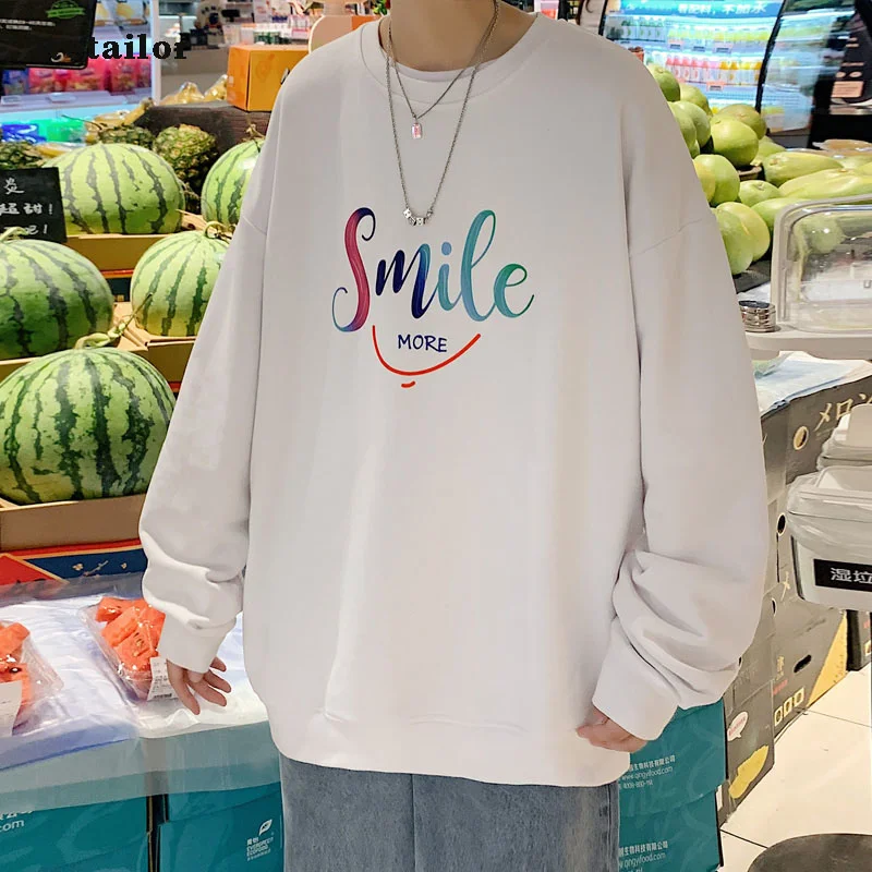 

Streetwear Smile New Letter Printed Women Hoodies Men Autumn Spring Long Sleeve Harajuku Oversized Pullovers Sweatshirt