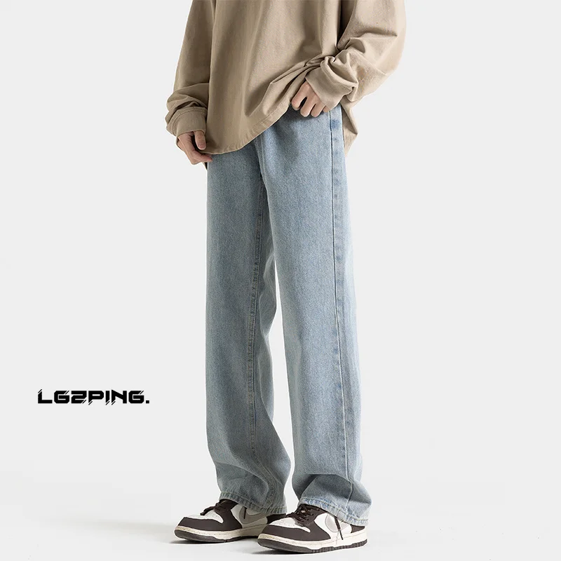 Blue Black Jeans Men Fashion Casual Straight Jeans Men Streetwear Hip-hop Loose Denim Pants Mens Trousers Large Size M-5XL