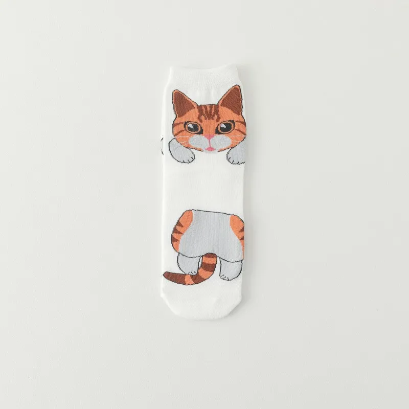 Cute Lucky Cat Spring and Autumn Socks Children's Mid tube Socks Summer Ins Fashion Cartoon Socks Butt Cat