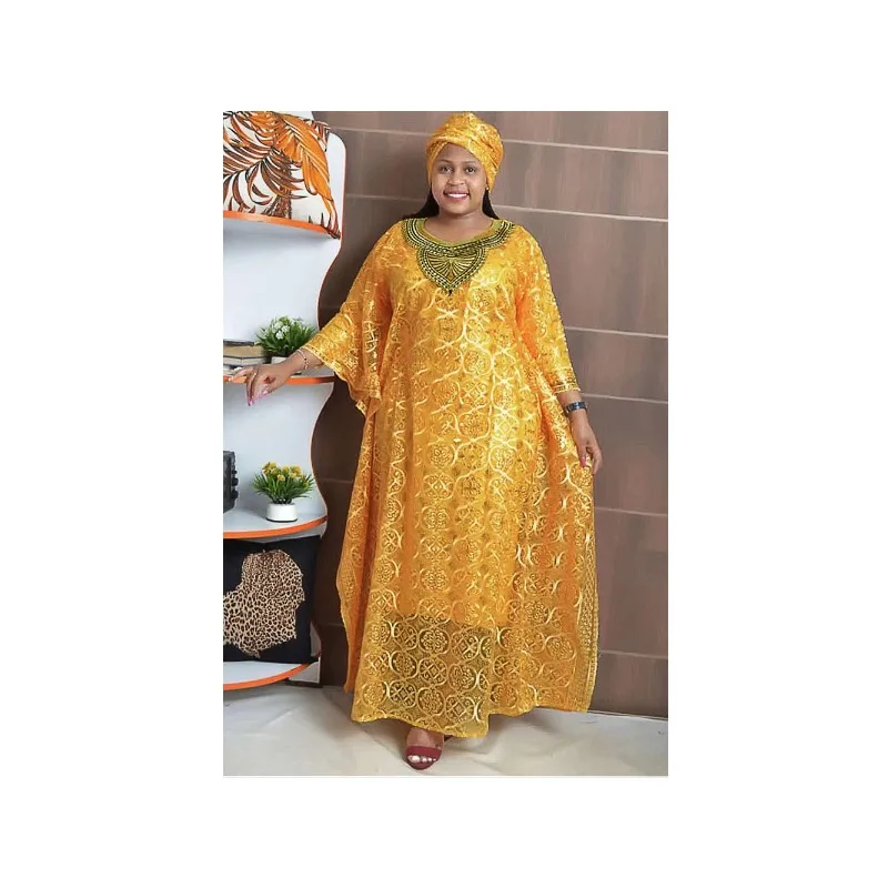 Lace Hollow Africa Dress African Dresses for Women Clothes 2025 Dashiki Taditional Boubou Arabic Robe Femme Musulmane