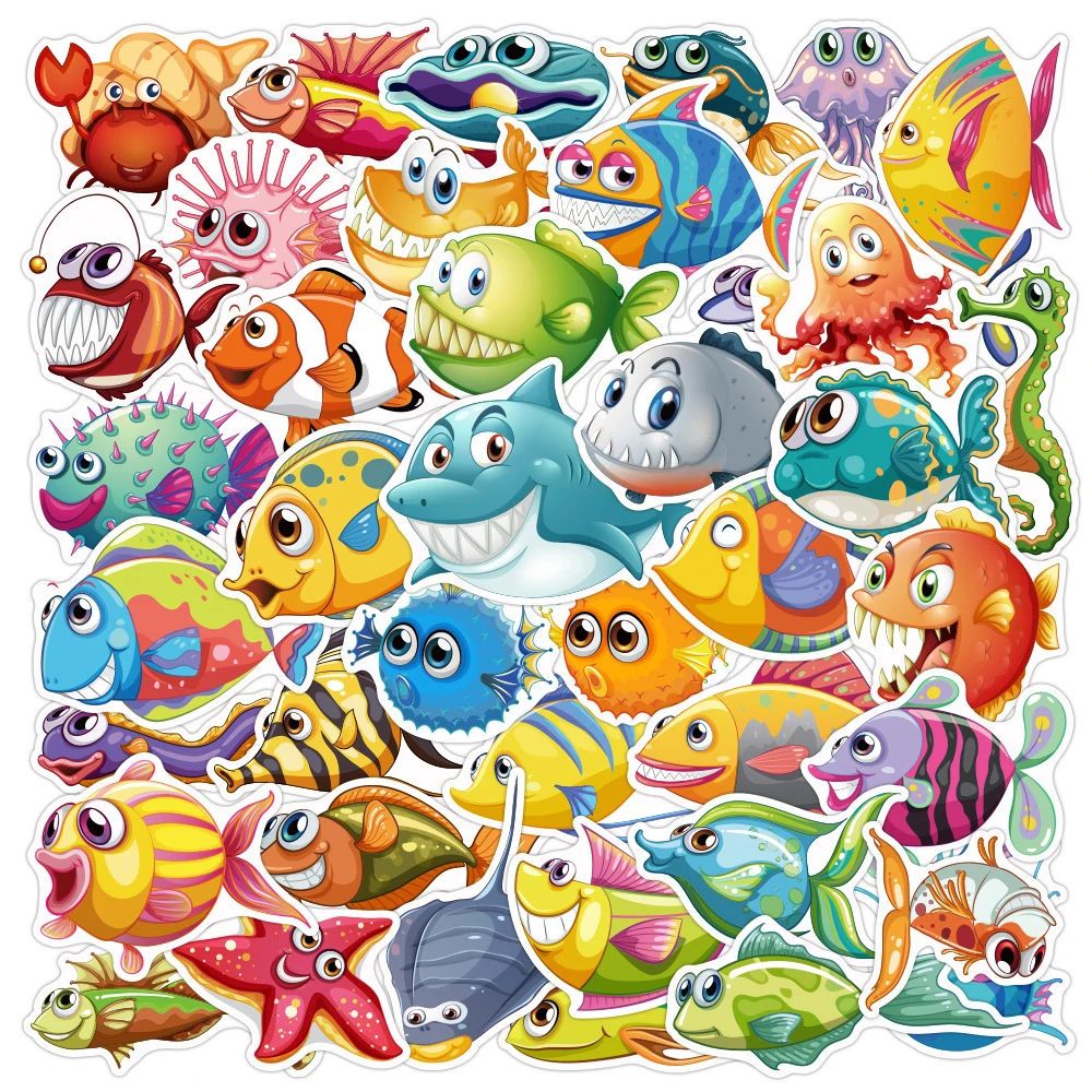 

10/30/40 PCS Sea World Shark Whale Cartoon Graffiti Stickers Decorative Stationery Scrapbook Notebook Diary DIY Sticker Decals