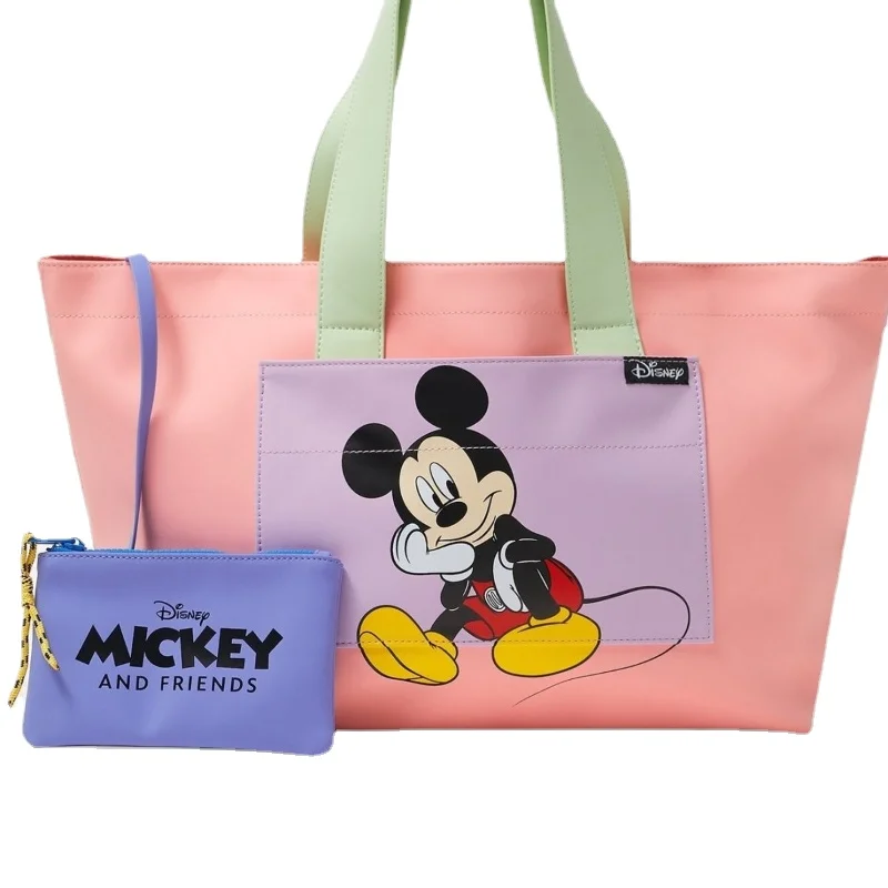 Disney Tote for Women Girl Mickey Mouse Cute Large Capacity Shoulder Bag Shopping Bag High Quality Waterproof Free Shipping