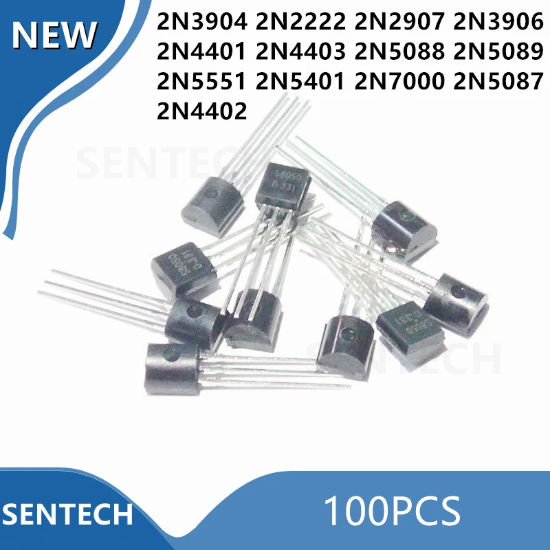 100 шт. 2N3904 TO-92 2N2222 2N2907 2N3906 2N4401 2N4403 2N5088 2N5089 2N5551 2N5401 2N7000 2N5087 2N4402 NPN транзистор