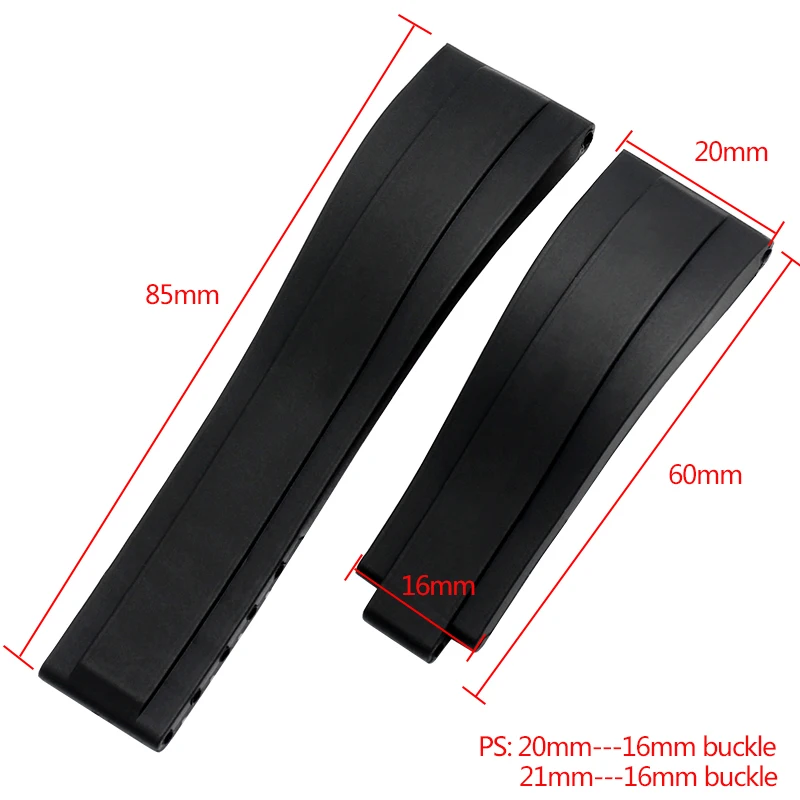 Rubber Watchband For Rolex Submariner OYSTERFLEX Daytona GMT Yacht Master Seiko Strap Stainless Steel Buckle Bracelet 20/21mm