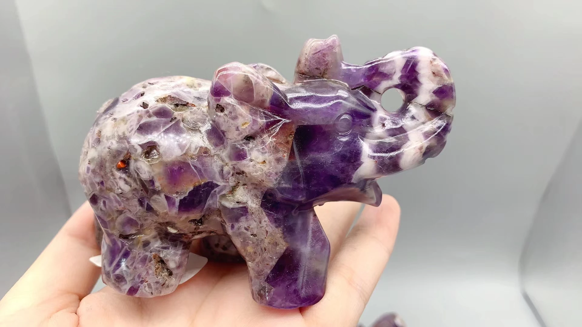 

1PC 100% Natural Amethyst Quartz Elephant Handmake Polished Animals Stone Crafts Small Healing Home Decor Gifts