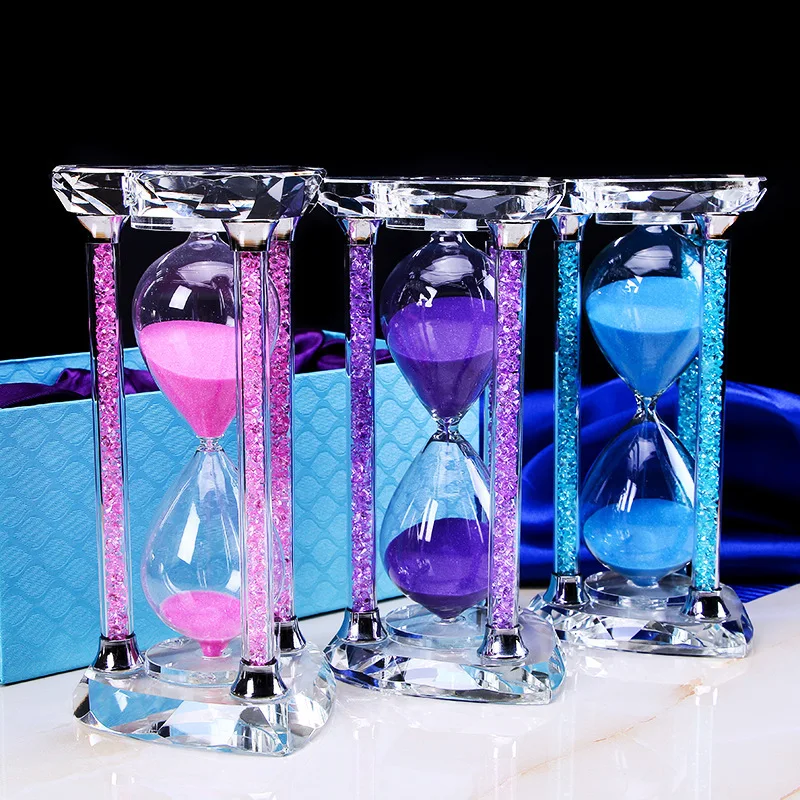 

Colorful Chronometer Crystal Hourglass European Style Hourglass Sand Timer Crystal Sand Clock Home Office Accessories Gift Boxed