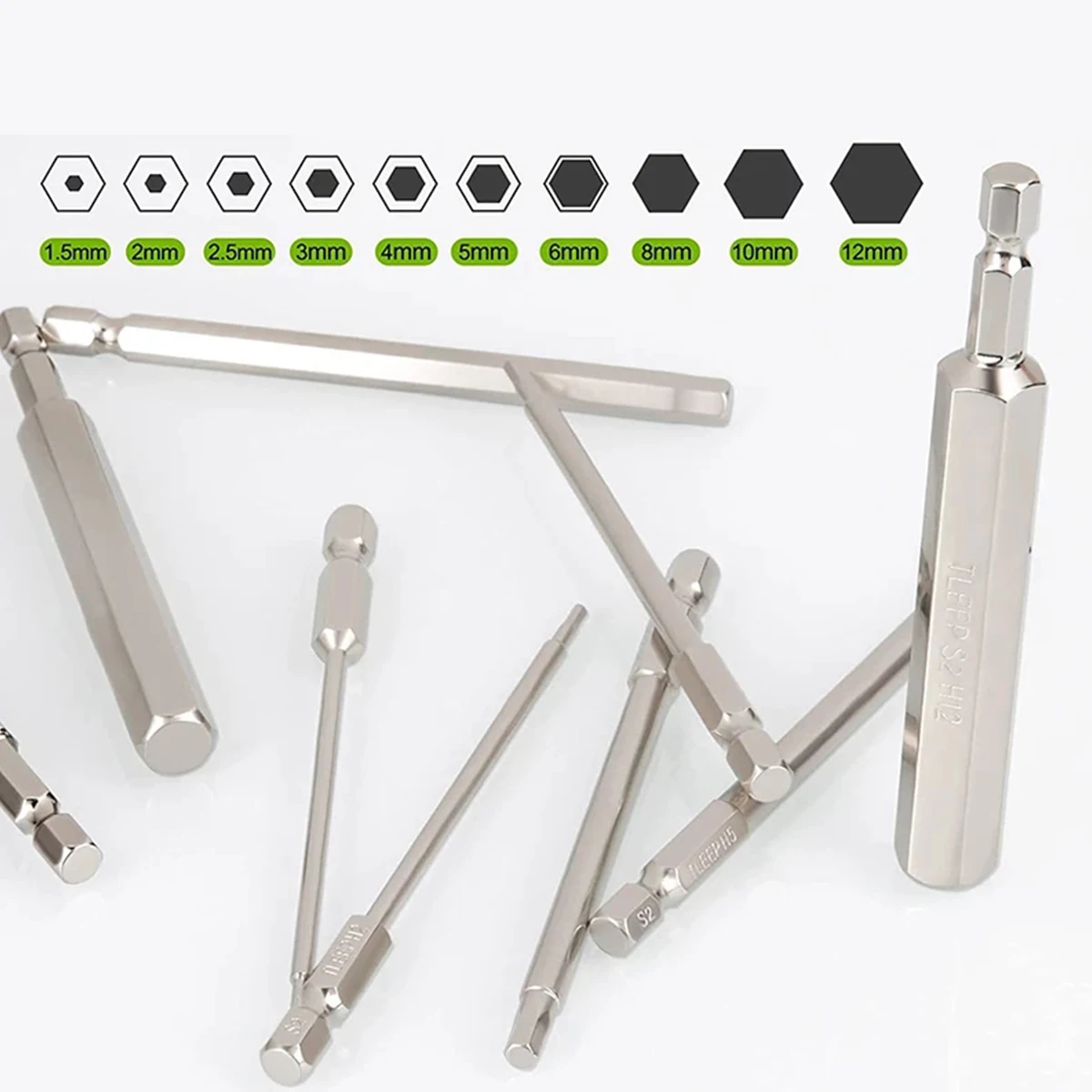 

10Pcs Hex Head Allen Wrench Drill Bits Set S2 Steel High Hardness Screwdriver Bit Set Multiple Size Quick Release Hex Bits Set