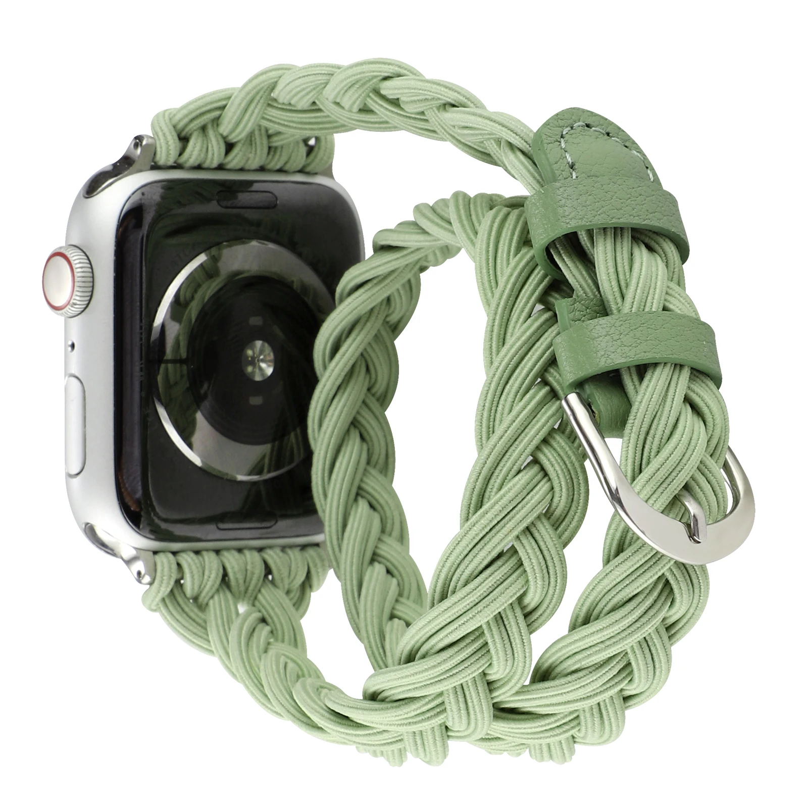 Strap for Apple Watch bracelet Double loop elastic Braided band  for49mm 45mm 44mm42mm41mm40mm38mm hand-braided strap for Iwatch