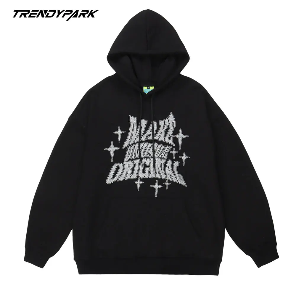 

Oversized Hoodies with Pockets Hooded Sweatshirt Flashing Letters Print 2022 Harajuku Oversize Cotton Casual Streetwear Clothing