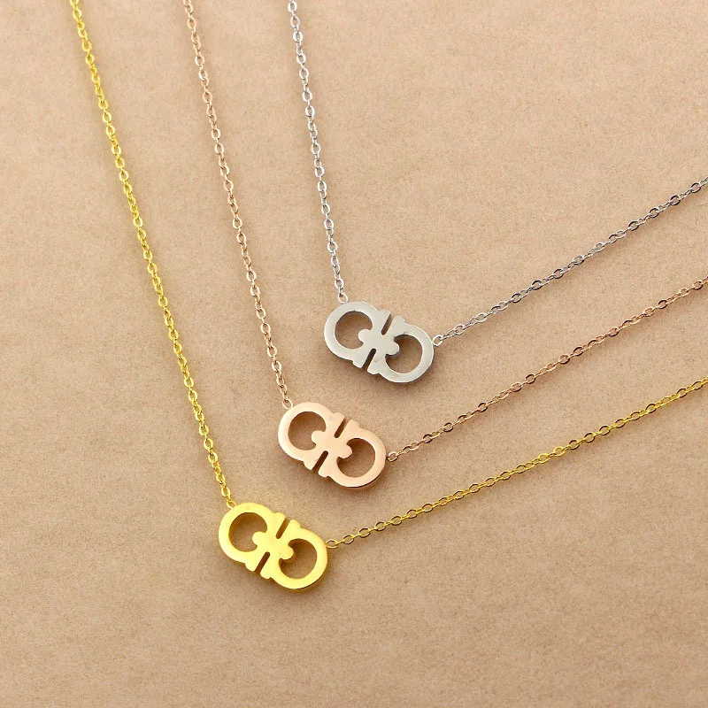 

Titanium Steel Plated with 14K Real Gold Letter Necklaces Earrings for Women High Quality Luxury Jewelry Wedding Party Gift