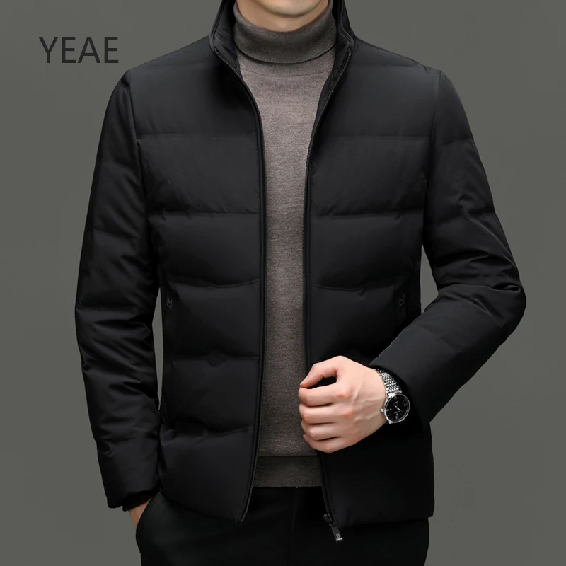 Мужская легкая пуховая куртка YEAE дизайнерская зимняя молочного цвета с