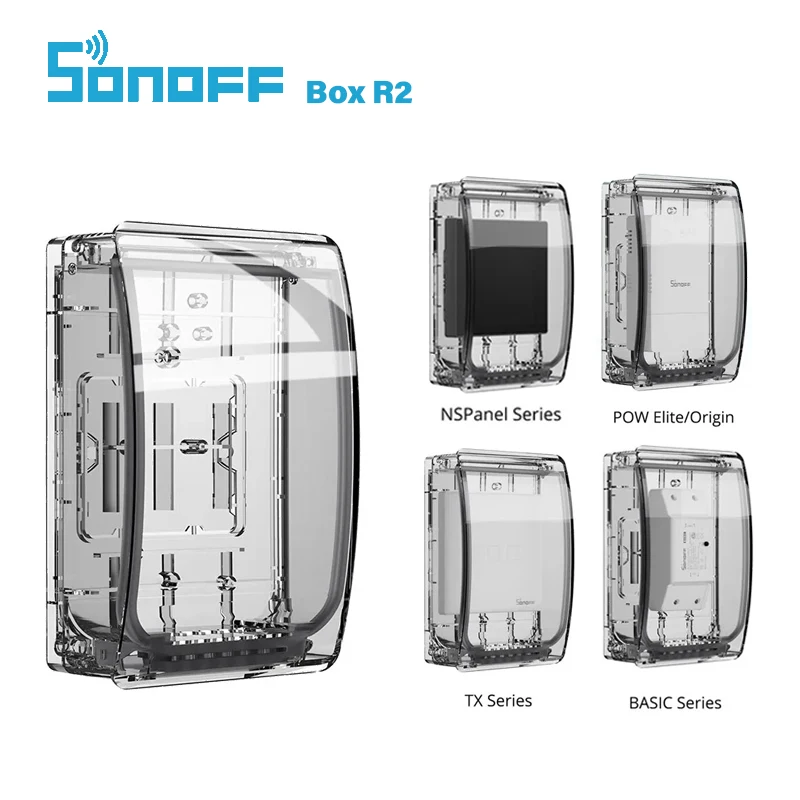 

SONOFF Waterproof Box R2 Water-resistant Compatible with SONOFF TH Elite/ Sonoff Basic / POW Origin/ POW Elite/ M5/ TX/ NSPanel