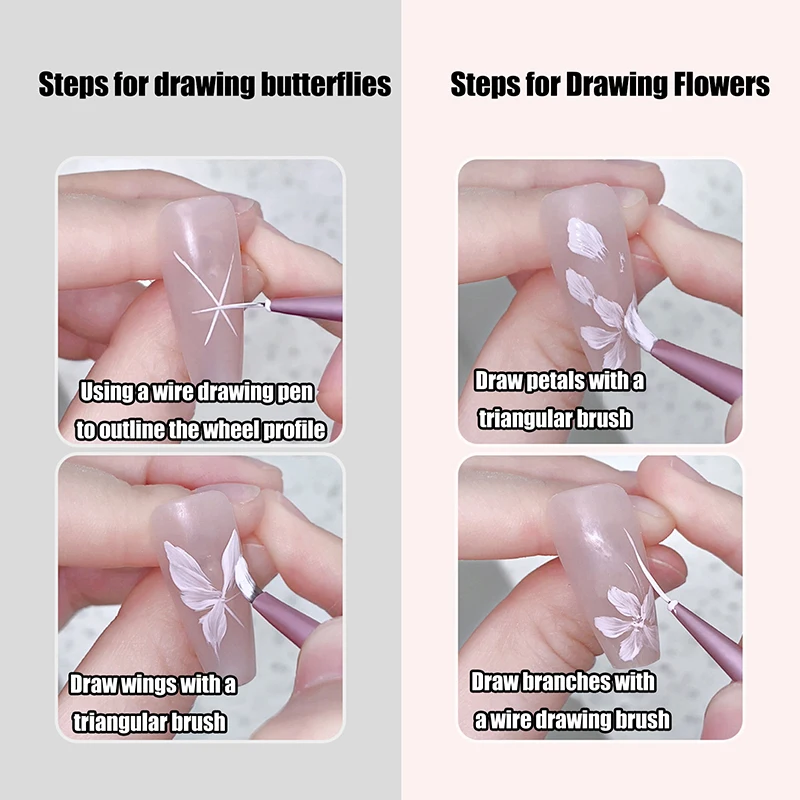 Двусторонние кисти для рисования сделай сам дизайна ногтей с чехлом ручки кисть