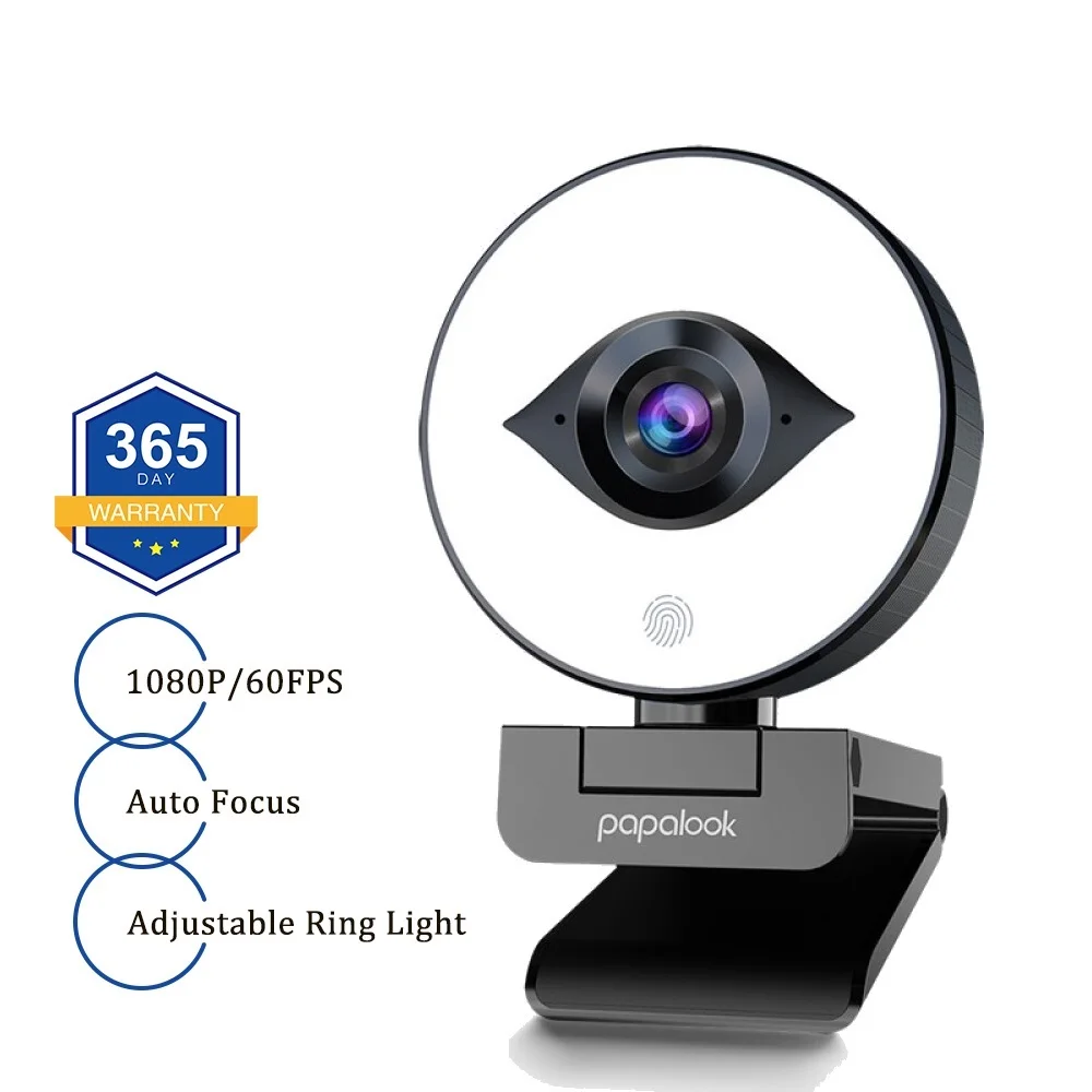 

2022 60FPS 1080P Веб-камера для прямой трансляции с кольсветильник кой, PA552 PRO USB веб-камера с автофокусом 2 стерео DSP микрофон для ноутбука --------