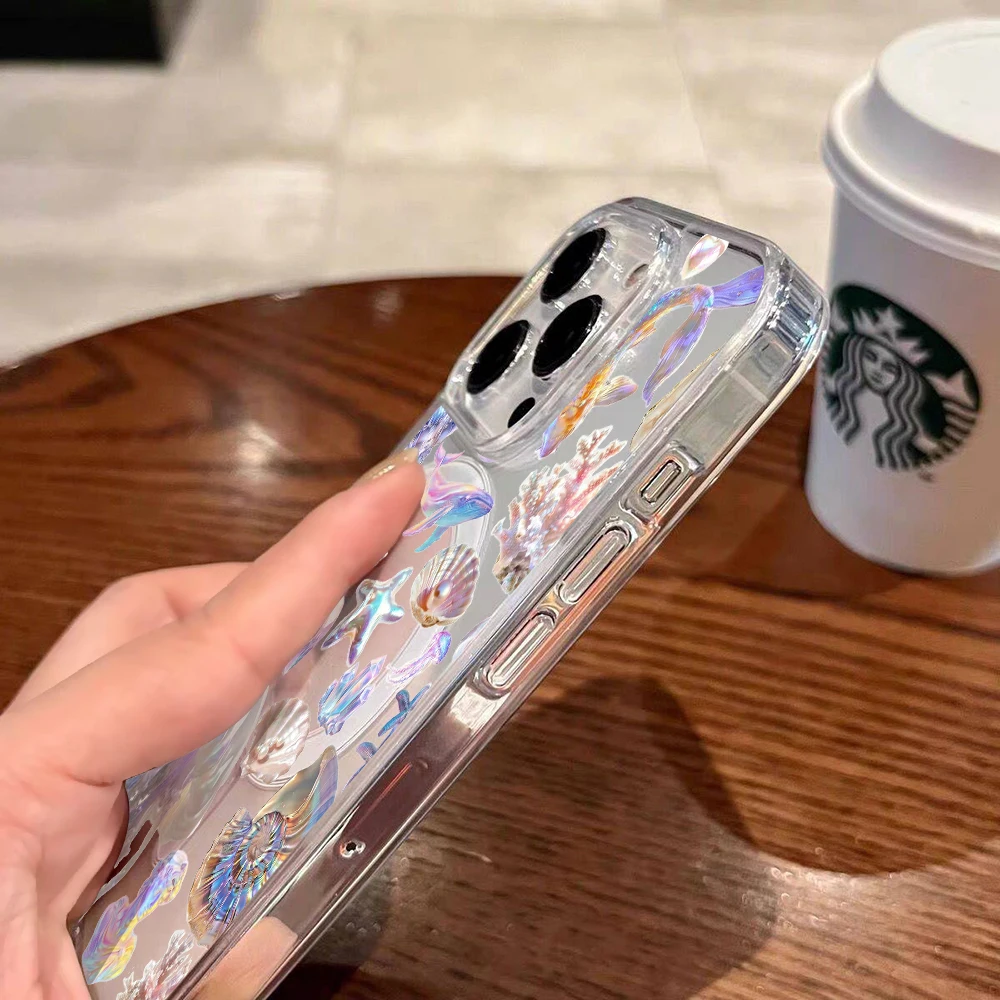 Эстетичный чехол для телефона с подводным принтом «Русалка» для iPhone 17 Air, 15, 16, 14, 12, 13, 11 Pro Max, 16, 17 E, 14, 15, 16 Plus, магнитный чехол (art.: 3920dc561b892) - 3920dc561b892