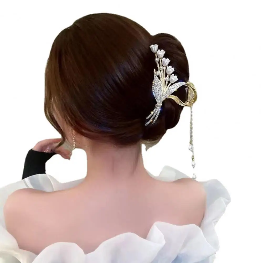 

Hair Claw Beautiful Alloy Shining Orchid Tassel Shark Claw Headdress Hair Gripper Shark Claw