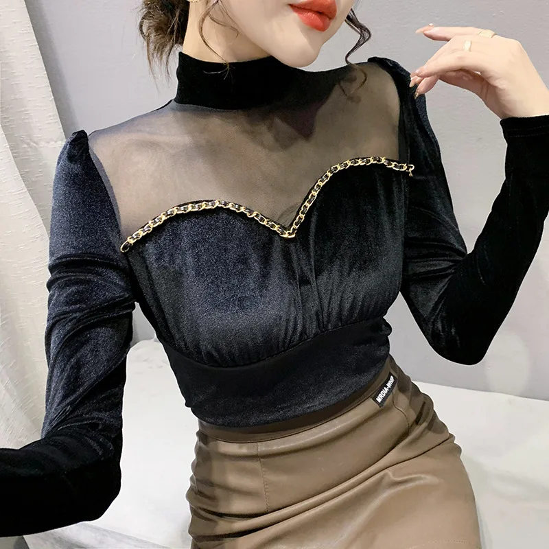 

Женская футболка с длинным рукавом, с длинным рукавом и высоким воротником