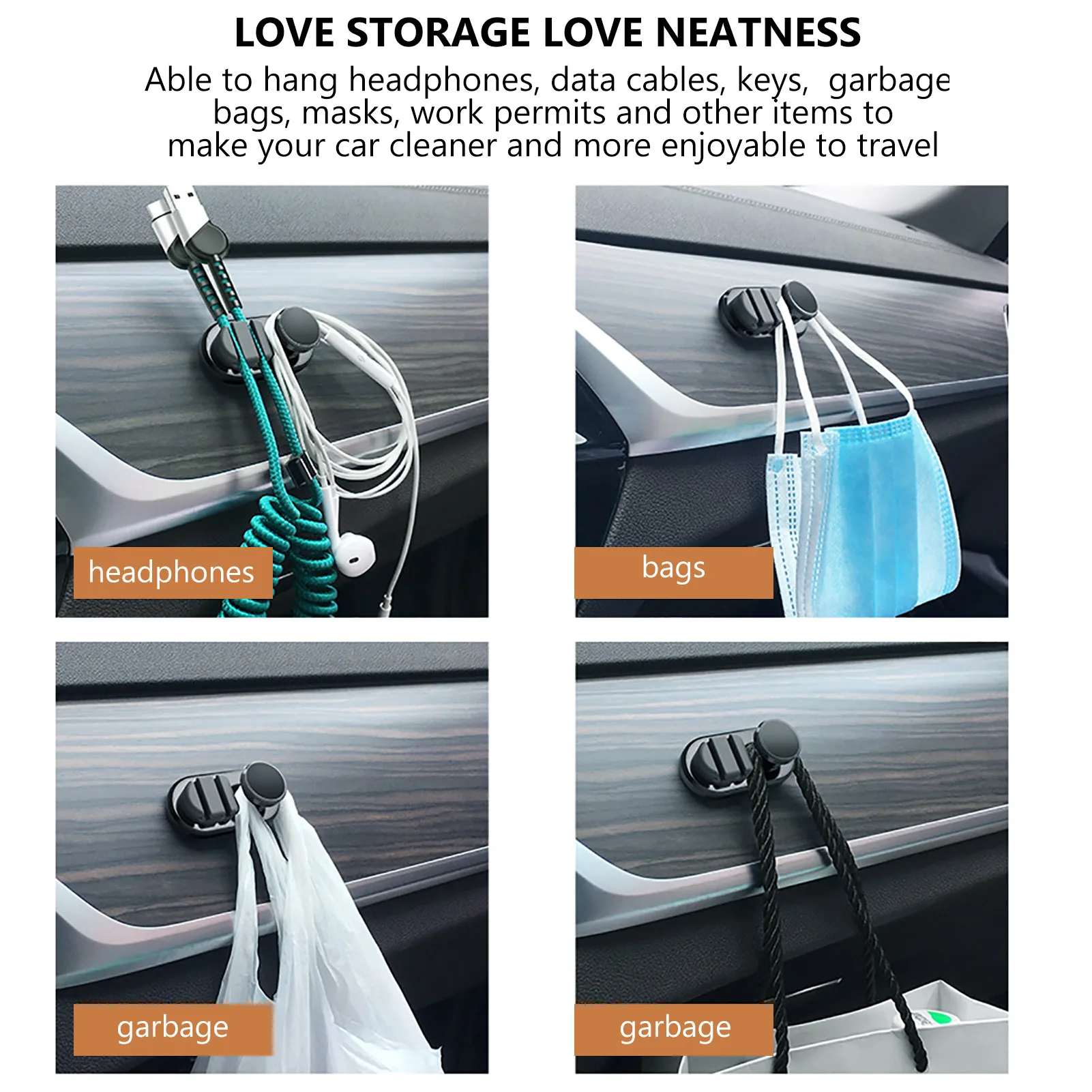 

Органайзер для кабелей для автомобиля, универсальный держатель шнура, экологически чистый силикон и компактный дизайн, управление кабелям...