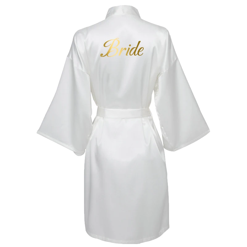 satin kimono robe Women White Green Mint Satin Silk Bride Bridesmaid Robe Wedding Bridal Dressing Gown Sleepwear Gold Print