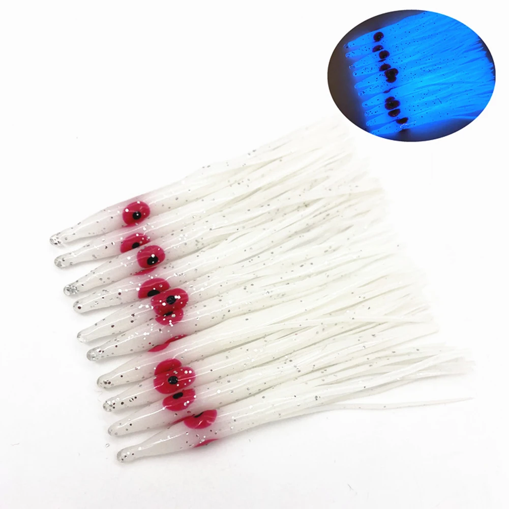 

Brand New Squid Soft Bait Luminous White/Pink 10 Pcs/Set 40g 80mm Accessories Parts Rubber Outdoor For Octopus