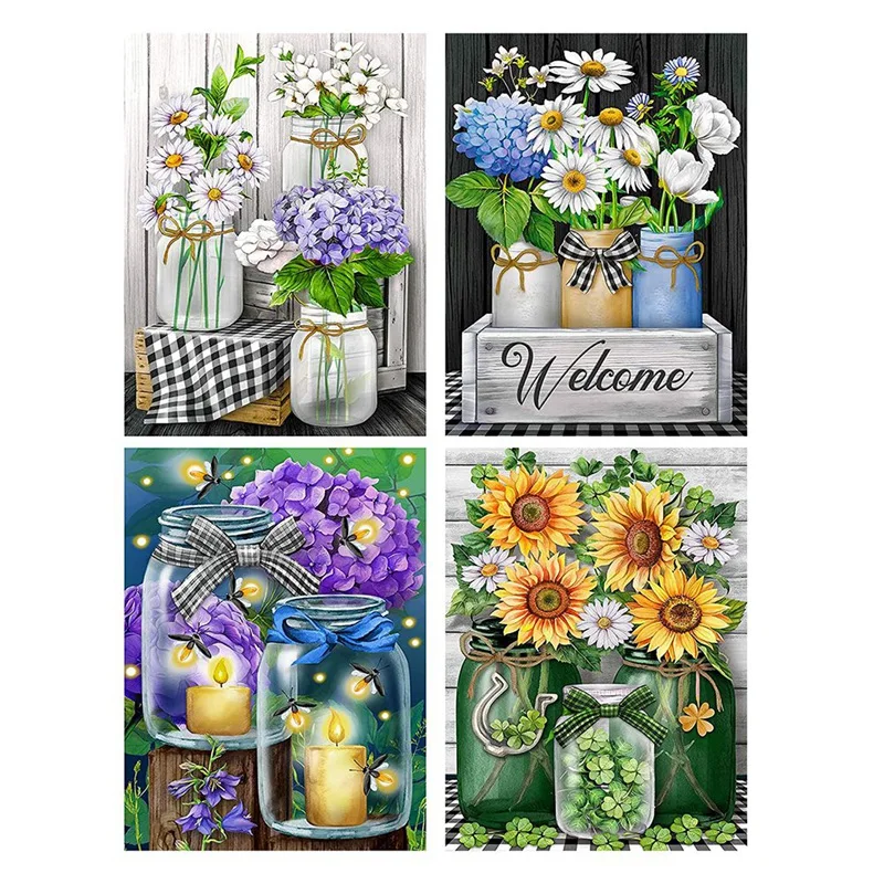 

DIY Diamond Painting Kits For Adults,Round Full Drill Crystal Embroidery Paintings Arts For Home Decor Flower