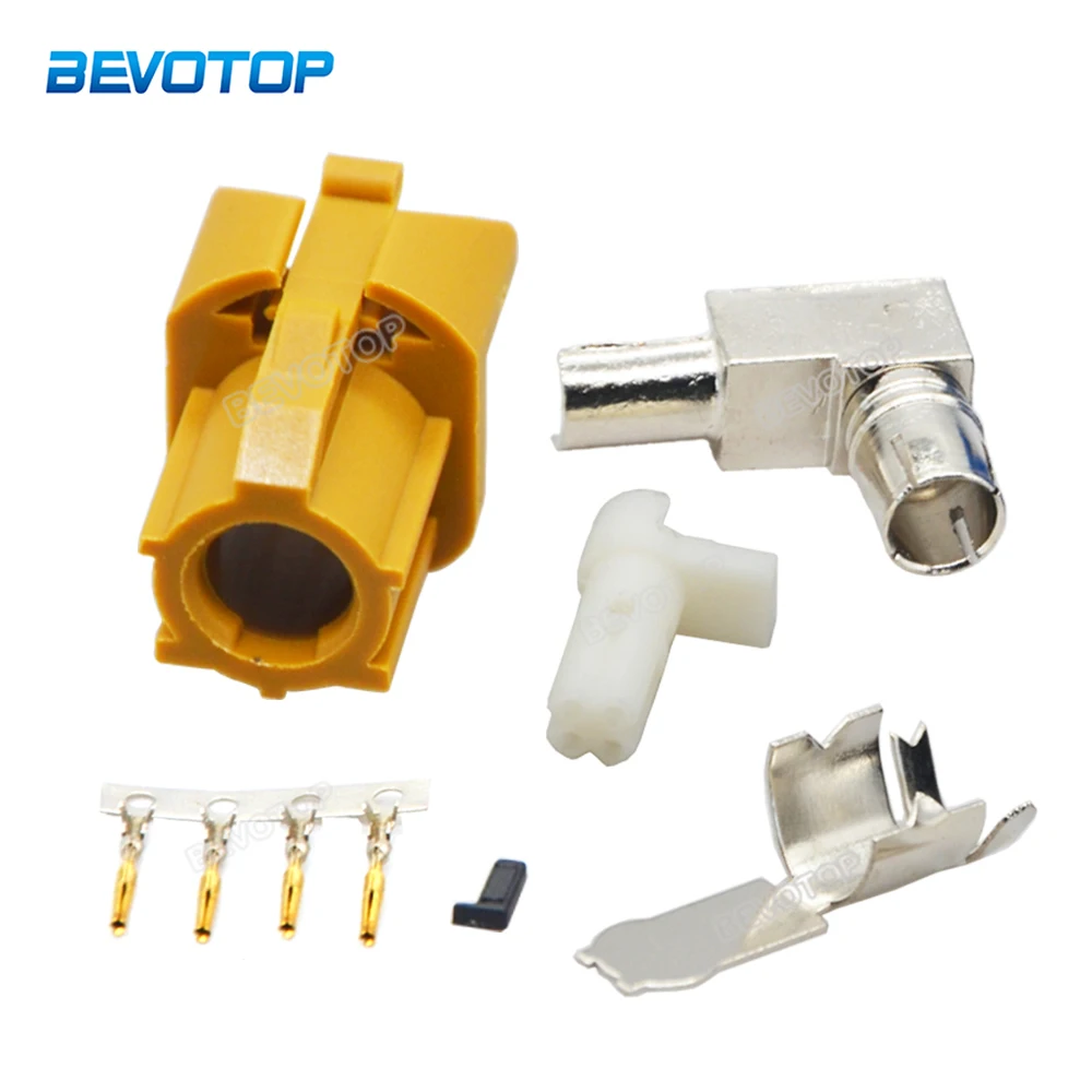 1 шт. автомобильный HSD LVDS код K Карри гнездо 90 градусов прямоугольный 4-контактный обжимной радиочастотный коаксиальный соединитель для кабеля Dacar 535