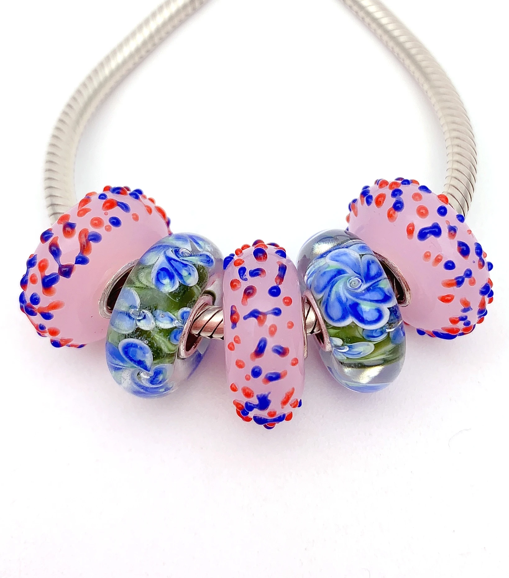 

YG158 5X 100% Authenticity S925 Sterling Silver Beads Murano Glassbeads beads Fit European Charms Bracelet diy jewelry Lampwork