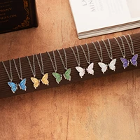 2pcset colorful butterfly necklaces for women girl exquisite clavicle chain necklace friendship couple aesthetic jewelry gifts